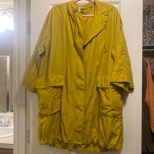 Eileen Fisher mustard 3/4 sleeve hooded jacket